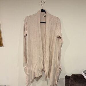 Women's Anthropologie Saturday Sunday Cream Open Front Cascade Cardigan Sweater